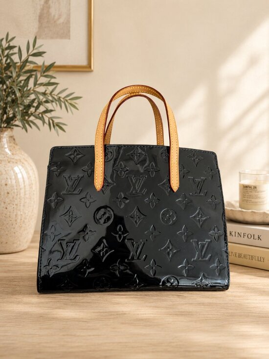 Louis Vuitton Handbags - Louis Vuitton Dark Blue Vernis Tote with Leather Handles